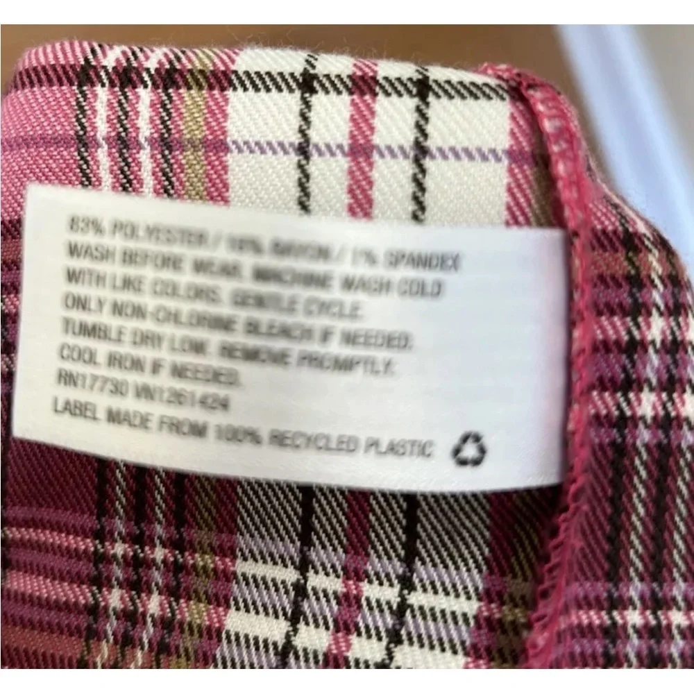 Art Class Mini Skirt Girls Flannel Plaid Brown Pink White Size XL (14/16) Target